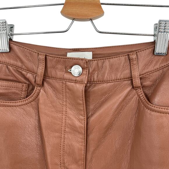 Aritzia Wilfred The Melina Pant Faux Vegan Leather High Waist Cognac‎ Brown 0 - Picture 4 of 12